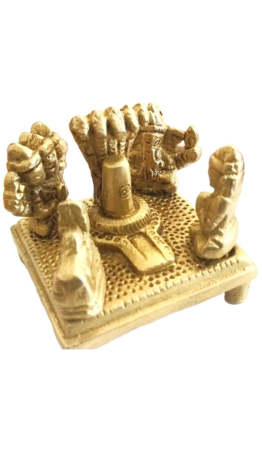 Pujasamadhaan Brass Lord Shiv Parivar With Shivling Shri Kartik Ganesh Parvati And Nandi (Small Size, 200 Gm)
